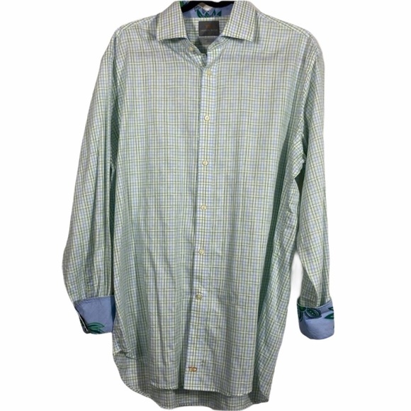 Thomas dean patterned cuff Pima cotton button down - Picture 1 of 4